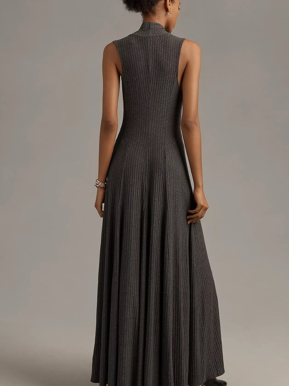 Anthropologie Sleeveless High-Neck Maxi Dress in Charcoal - Picture 2 of 5
